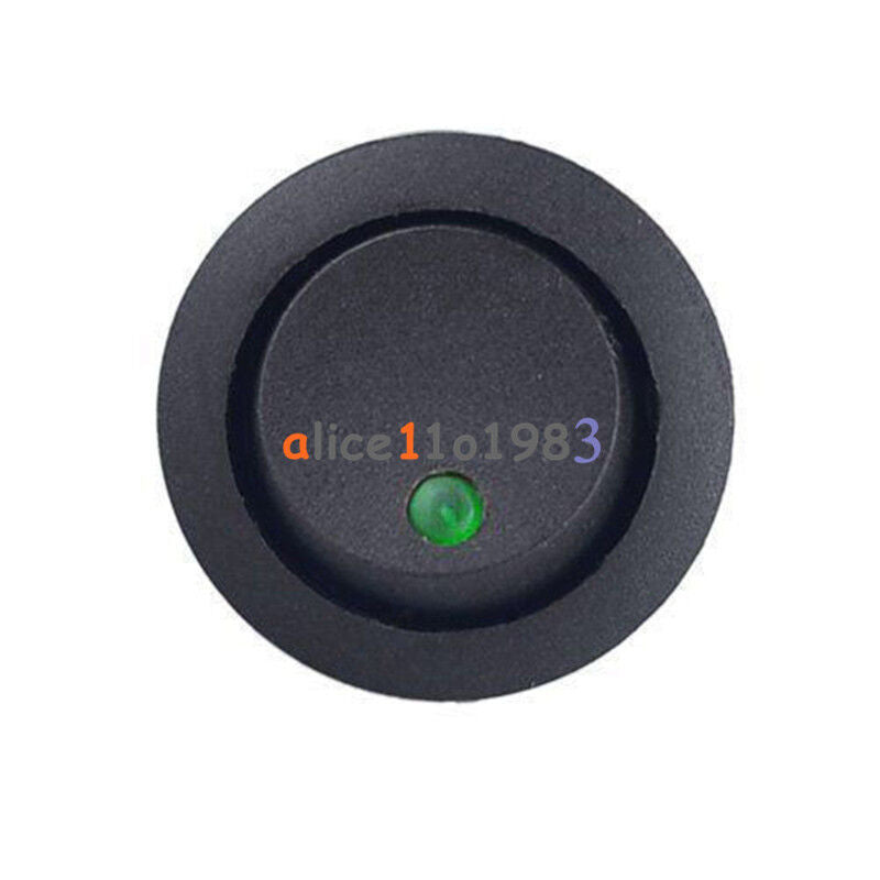 10PCS AC 125V/250V 3 Pins Green Car Round Dot LED Light Rocker Toggle Switch