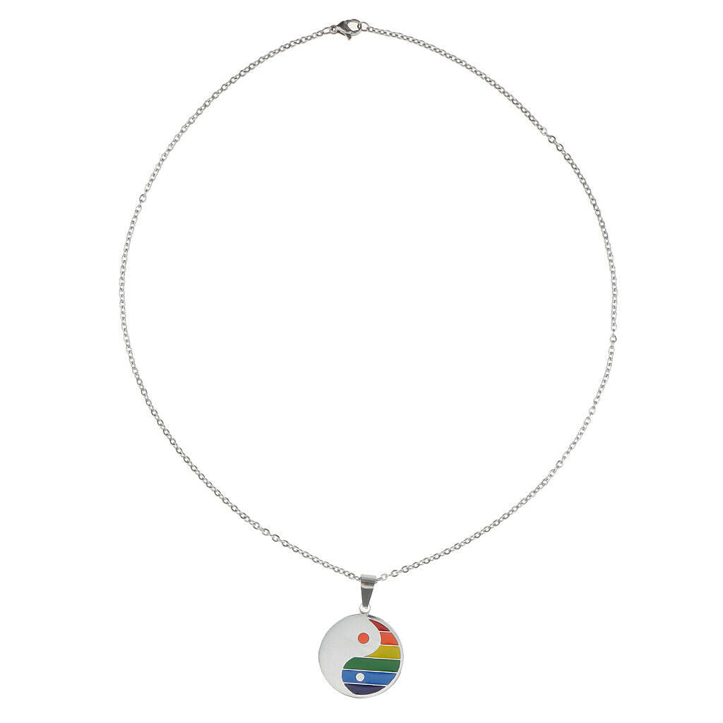 Rainbow PRIDE Stainless Steel Dog Tag Pendant Chain Necklace