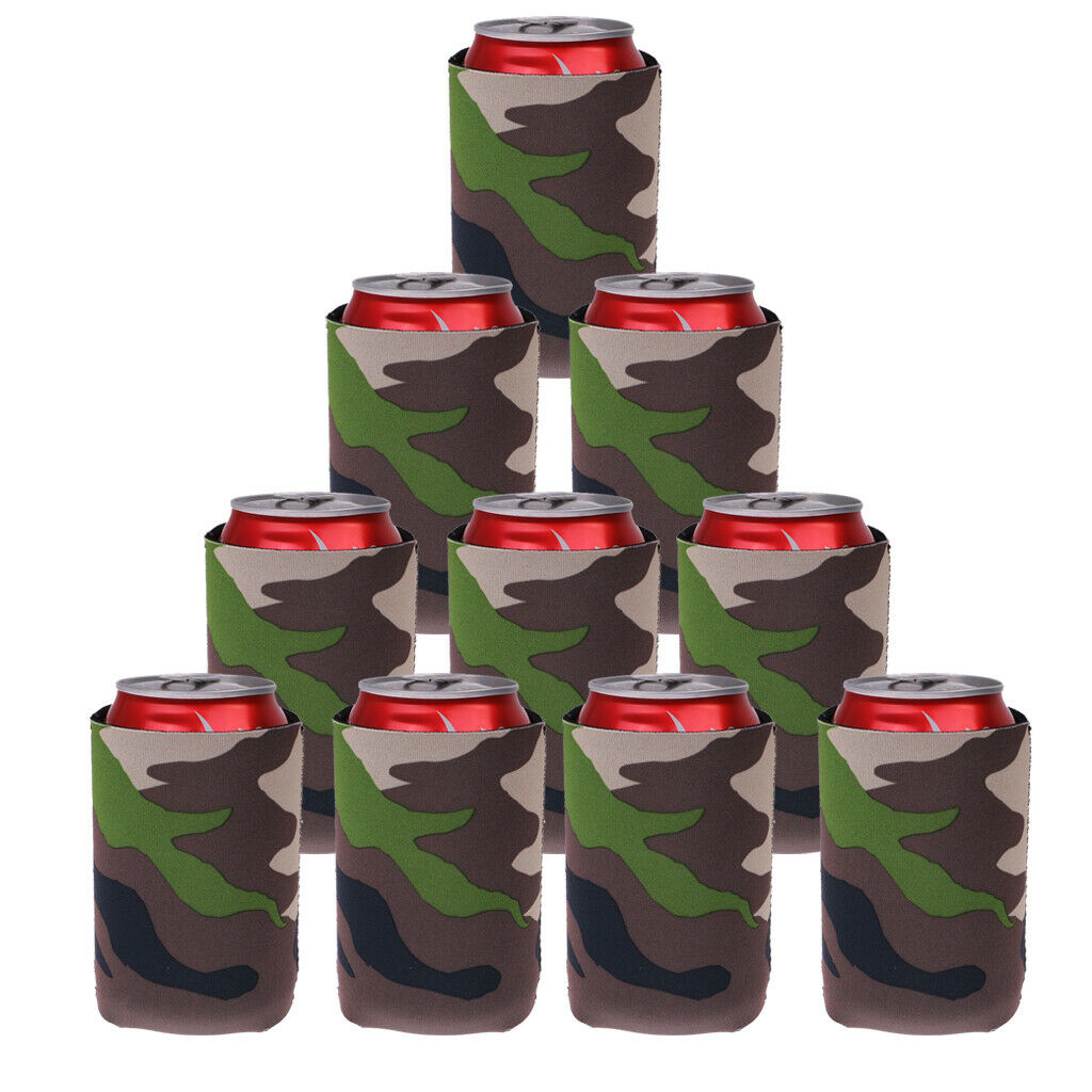 10x Camouflage Neoprene Stubby Beer Soda Can Holder Cooling Wrap Cooler