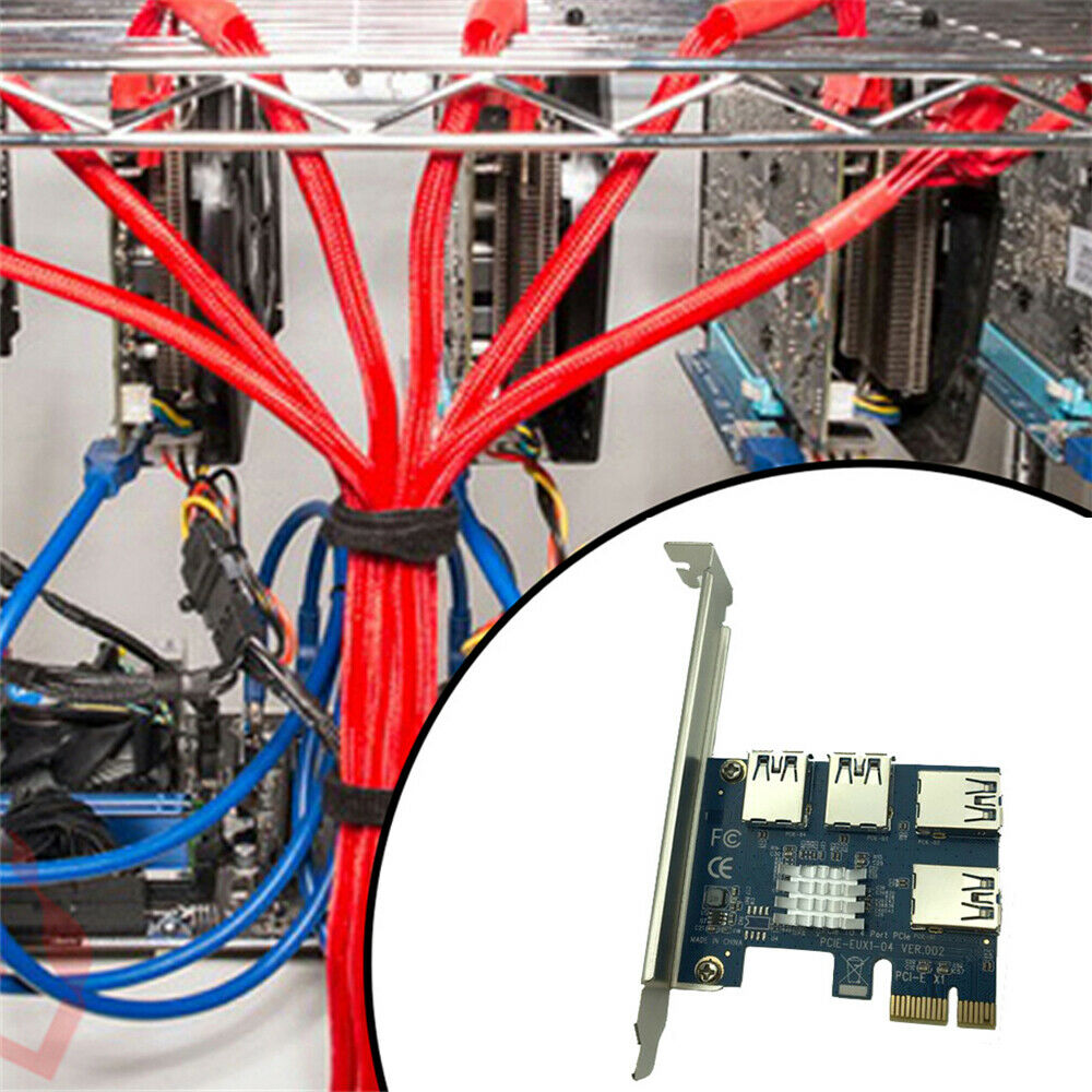 PCI Express Riser Card PCI-E 1x to 16x 1 to 4 PCIE Bus Port USB Slot Multiplier