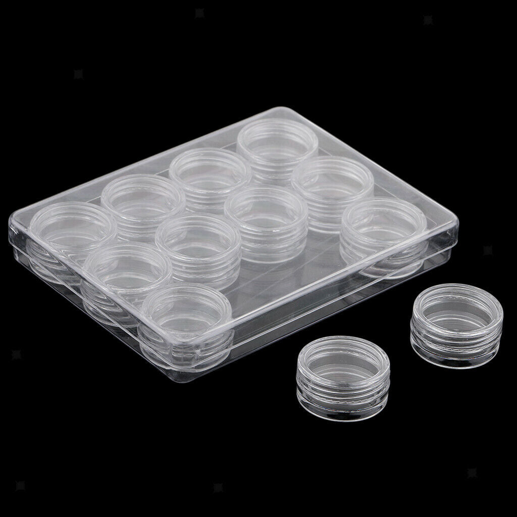 Empty 12 Space Nail Art Tips Decor Rhinestones Beads Storage Clear Box Case