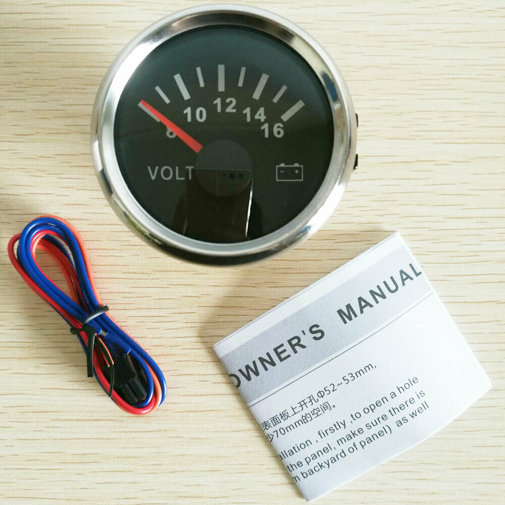 52mm 2" Volt meter gauge 8-16V black for car truck motorcycle universal red led