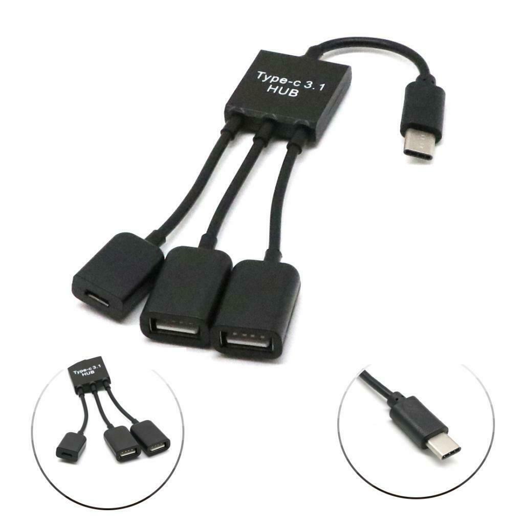 3 In 1 Type C USB 3.1 High   Port USB 2.0 Cable Hub Splitter Adapter