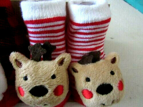 Baby Essential Bootie 0-6 Months 2 Pairs Santa Christmas & Bears Infant Socks