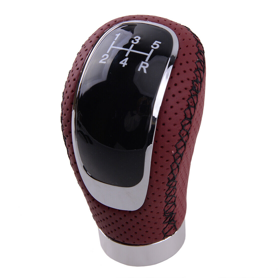 Set 5/6 Speed MT Manual Car Gear Stick Shift Knob Shifter Synthetic Leather Red