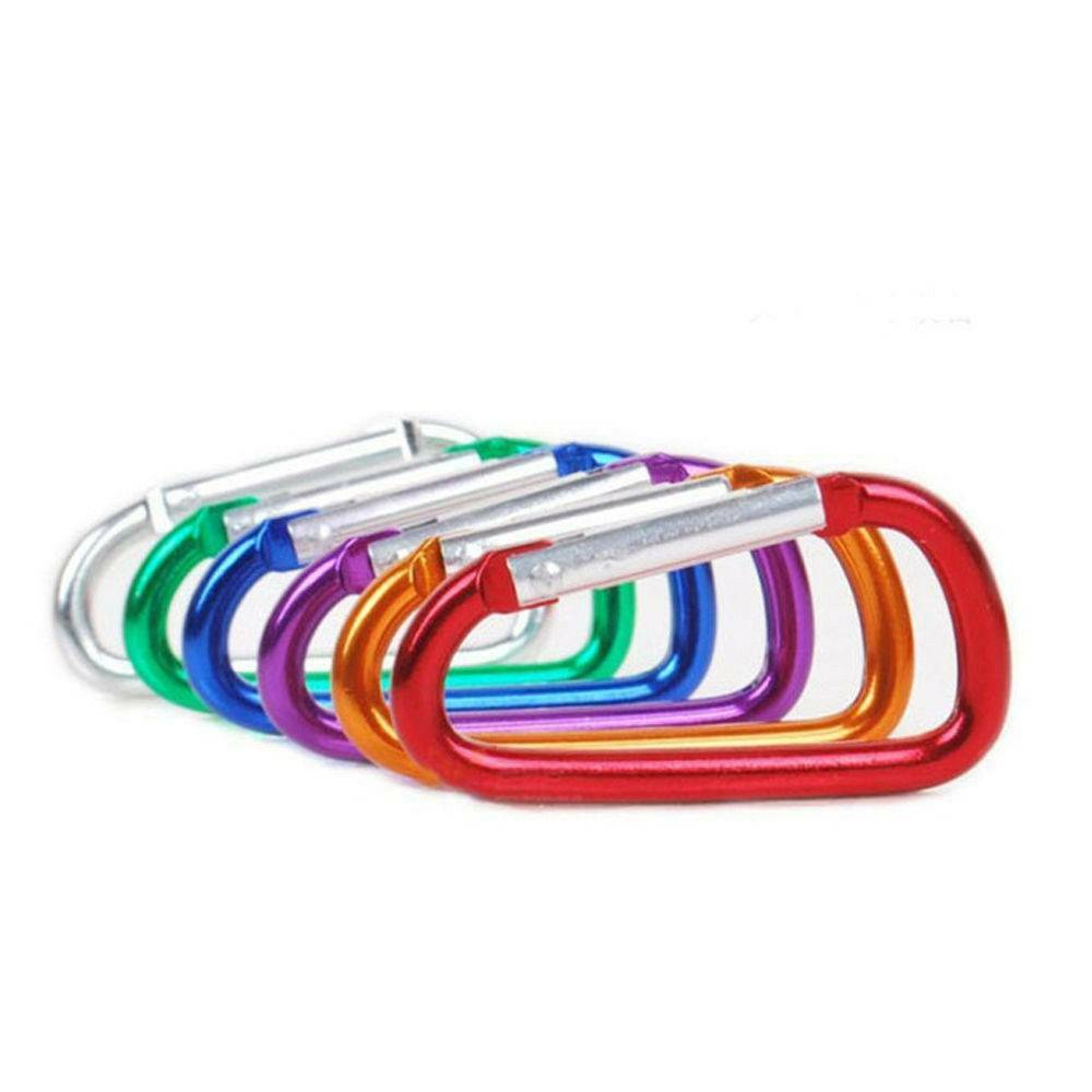5Pcs/Set D-Ring Aluminum Carabiner Keyring Chain Snap Hook Clip Camping Keychain