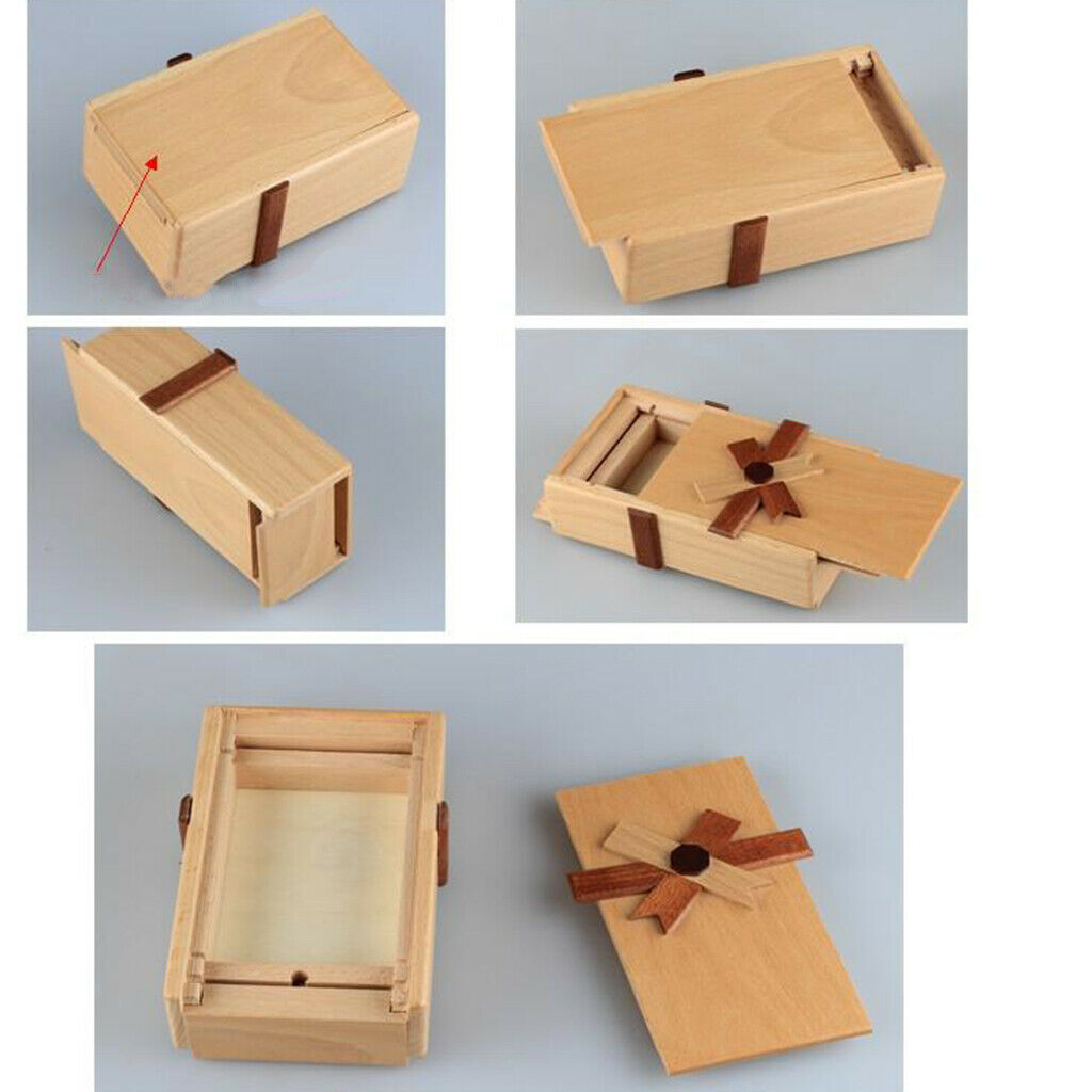 Wooden Magic Puzzle Box with Secret Compartments Box Difficult Money Box