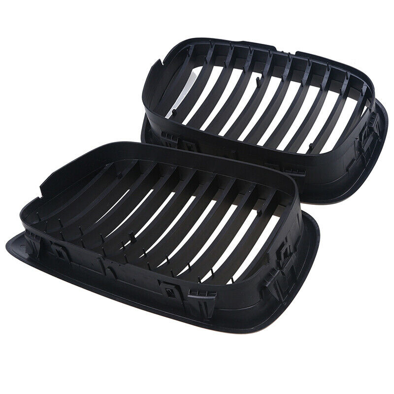Pair Matt Black Front Kidney Radiator Grille Hood For BMW 5 Series E39 1999-2004
