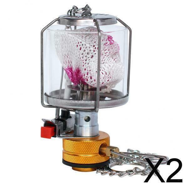 2X Mini Gas Lantern Portable Camping Fuel Lamp Fishing Adjustable Compact Torch