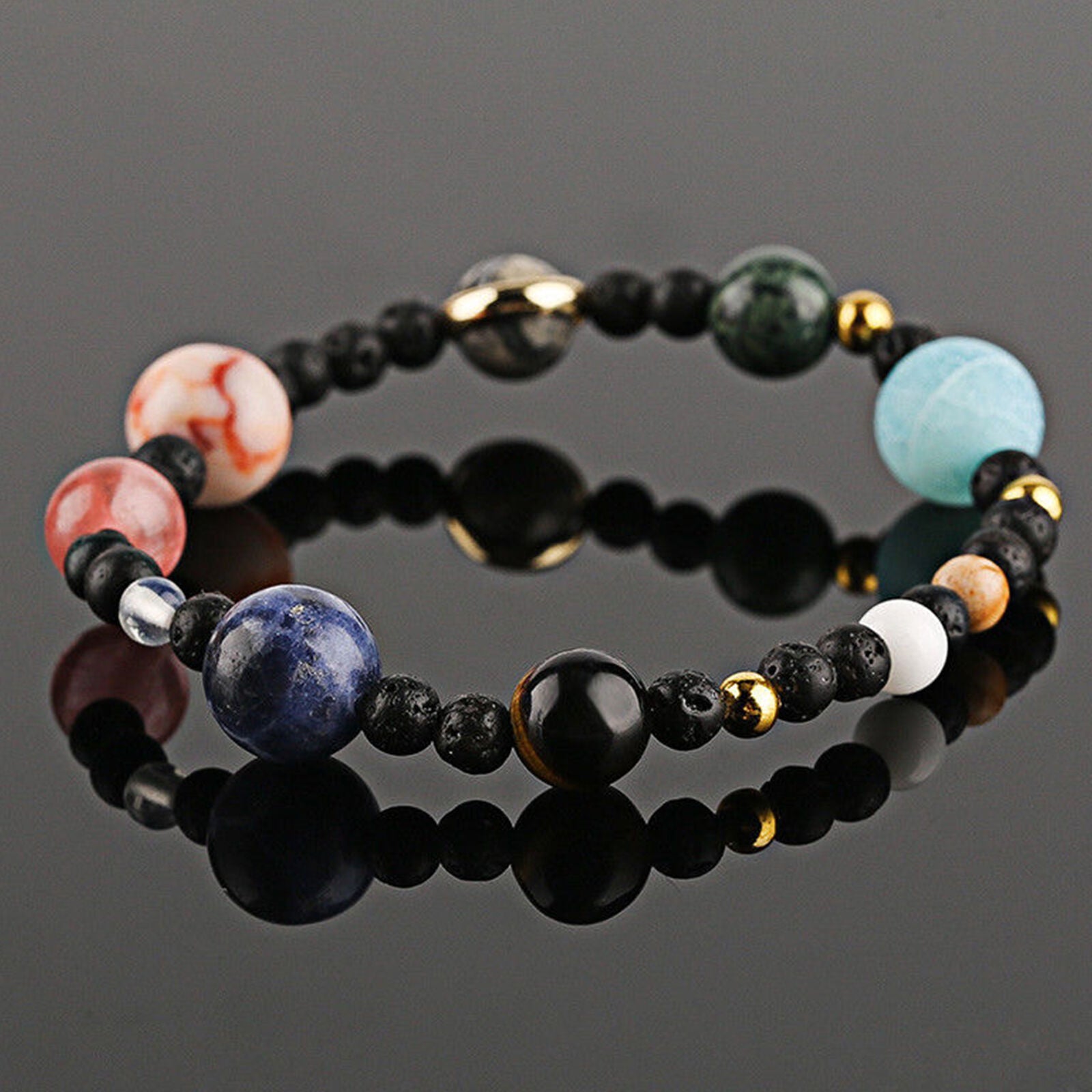 New Fashion Nine Planets Of Solar System Stone Beaded Bracelet Women Girl Gifts