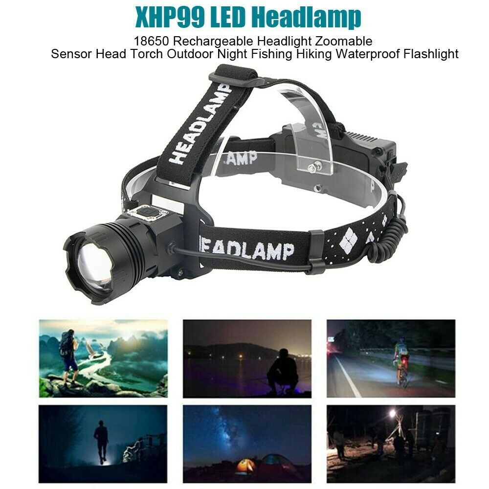 LED Headlamp Headlight Zoomable Sensor Head Torch Outdoor Night Fishing Hiking