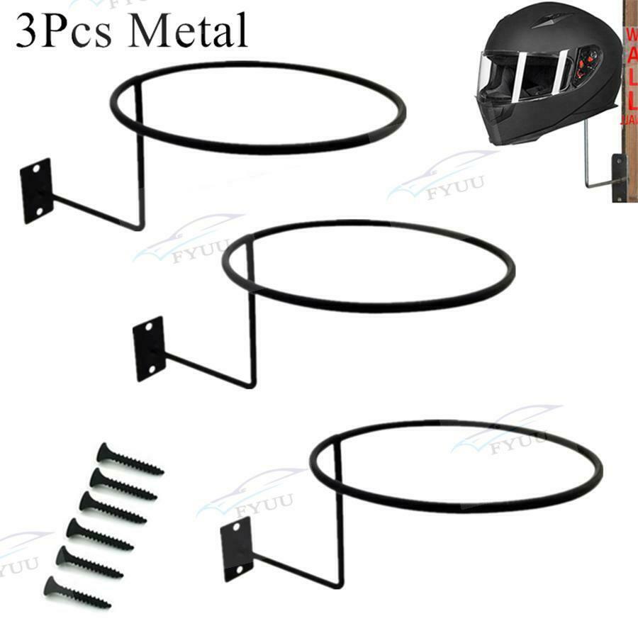 3pc Motorcycle Helmet Holder Hanger Rack Wall Mounted Hook for Hat Cap Helmet