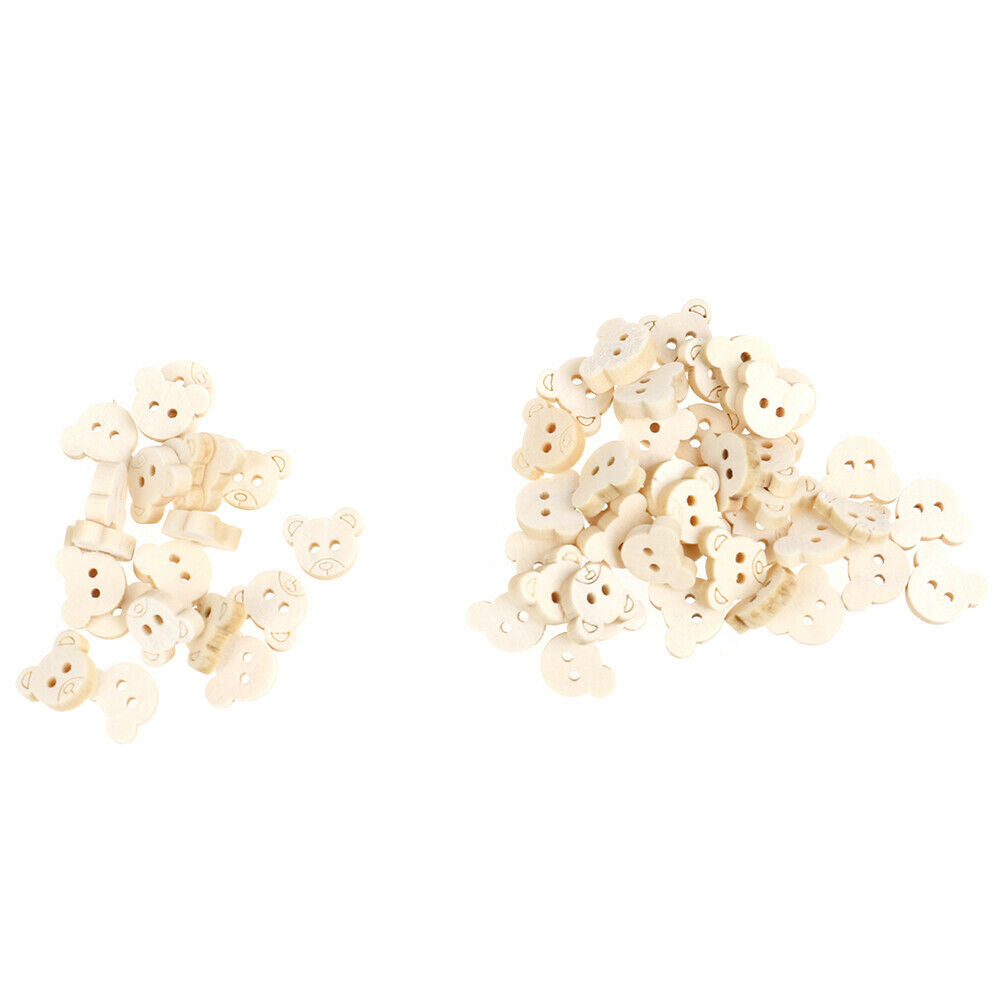 40PCs Wooden Sewing Buttons Scrapbooking Animal Mixed Natural Color Two H.l8