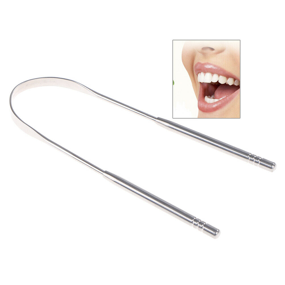 1 Pc Stainless Steel Tongue Cleaner Scraper Oral Care Bad Breath Sweeper T.l8