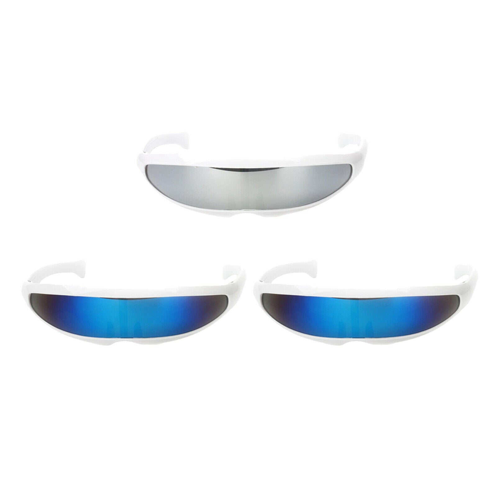 3x Futuristic Sunglasses Narrow Monoblock Robot Eyewear Kids Party Dress