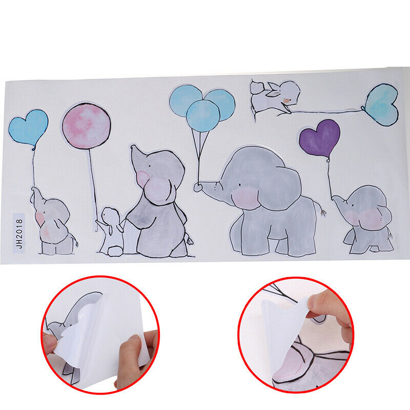 Cartoon Cute Animal Elephant Playing with Balloons Rabbit Wall Stickers D.l8