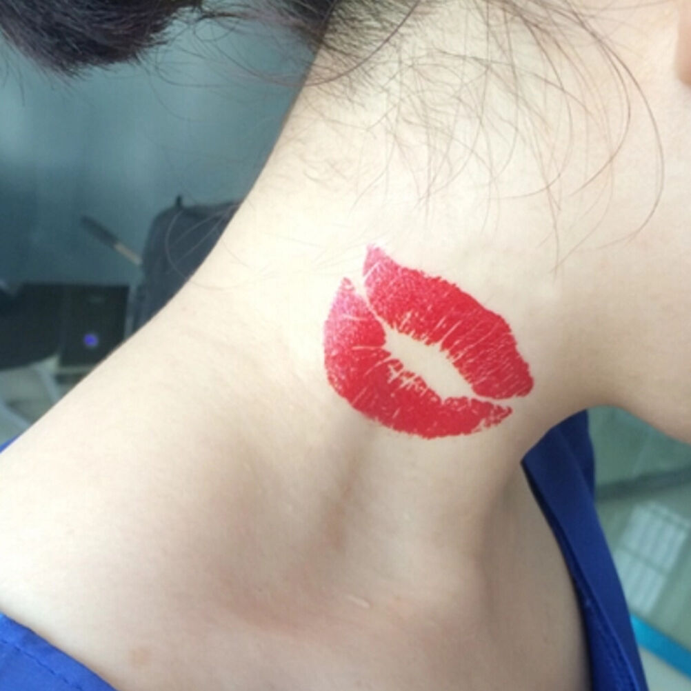 2pcs Sexy lips Tattoo Temporary Body Arm Stickers Black Removable Waterproof BD