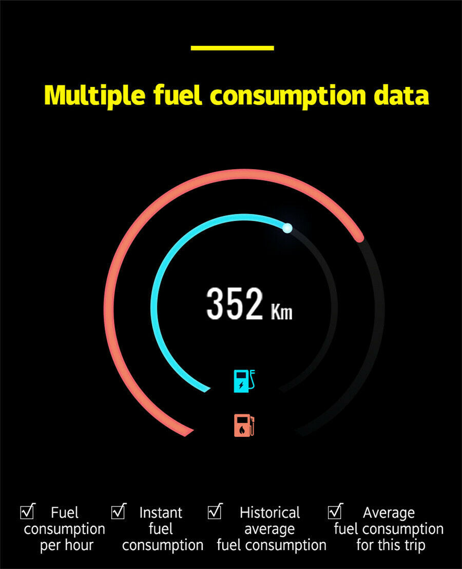 Multi-function OBD Smart Digital Gauge Car Head-up Monitor Display Speed/Temp