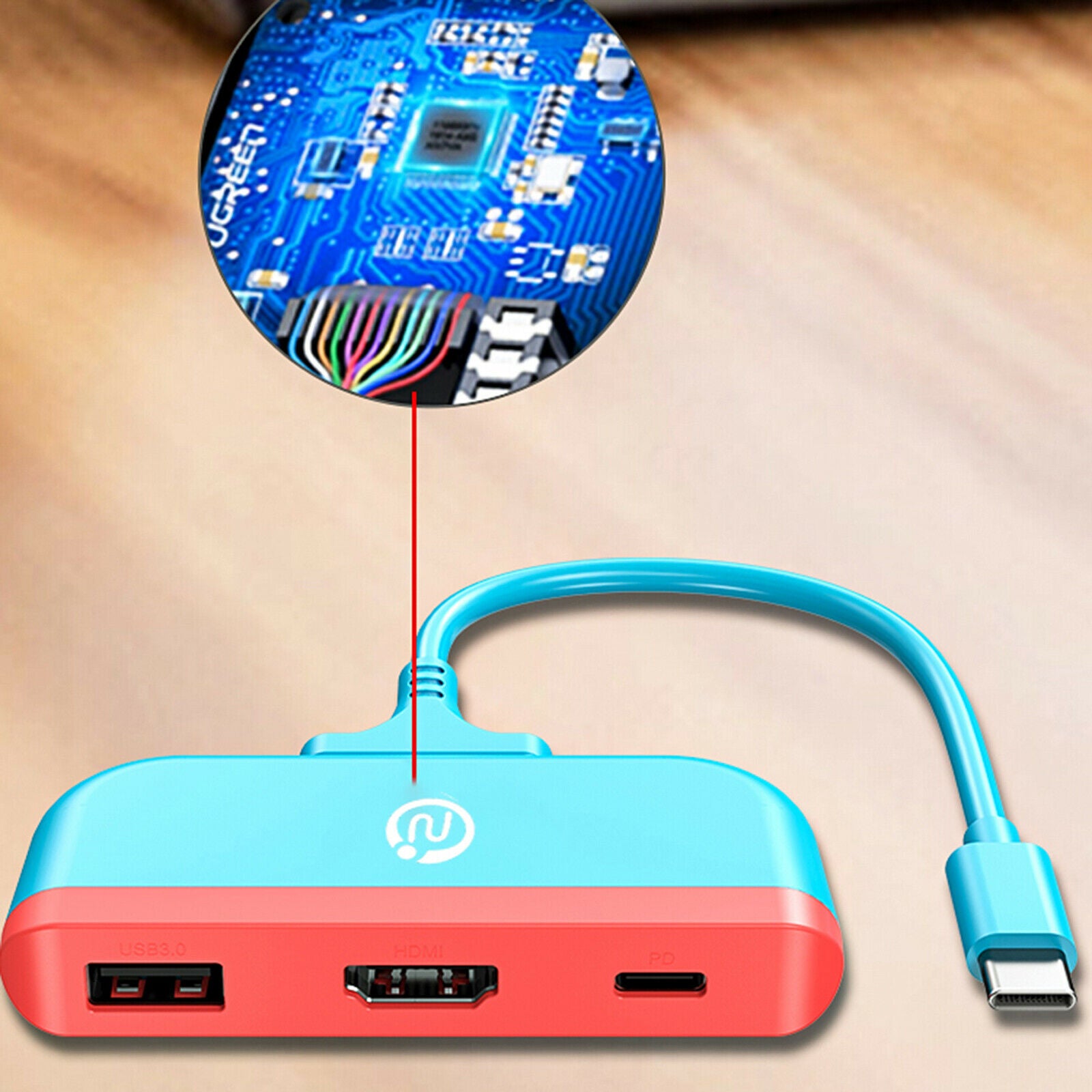 USB-C Multi-Port Hub with HDMI Output with USB 3.0 Adapter for NS Switch
