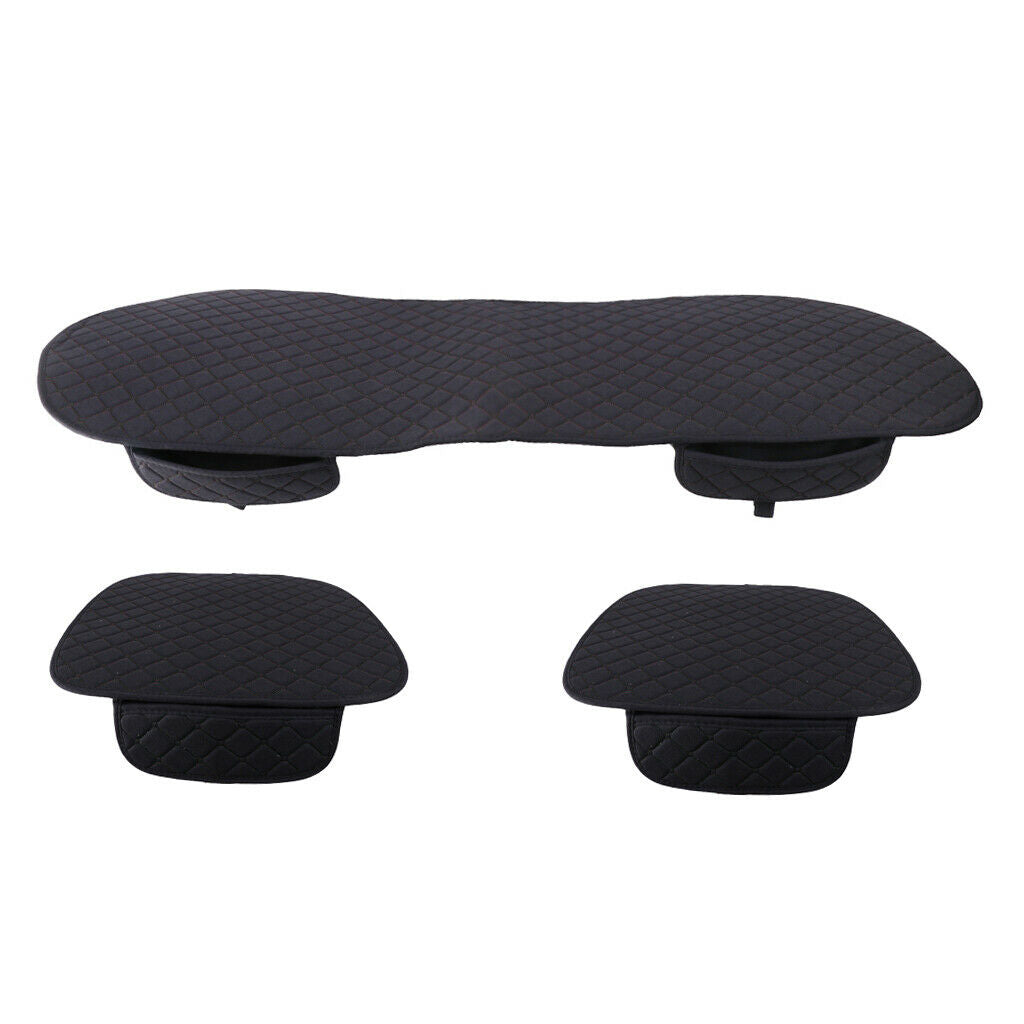 Flax Car Single Seat Pads Cushions Covers Non-slip Universal Black