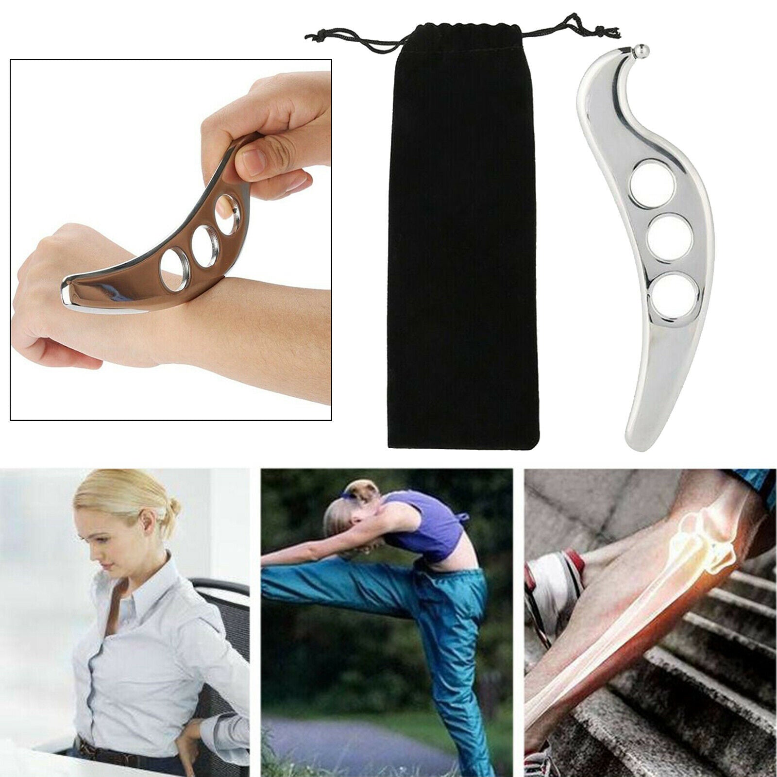 Gua Sha Tool, Stainless Steel Scraping Massage Tool for Relaxing Reduce Head,