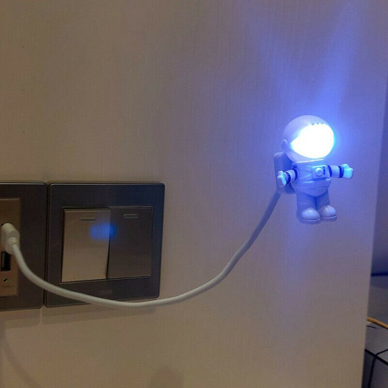 1pc White Flexible Spaceman Astronaut USB Tube LED Night Light LampB Lt
