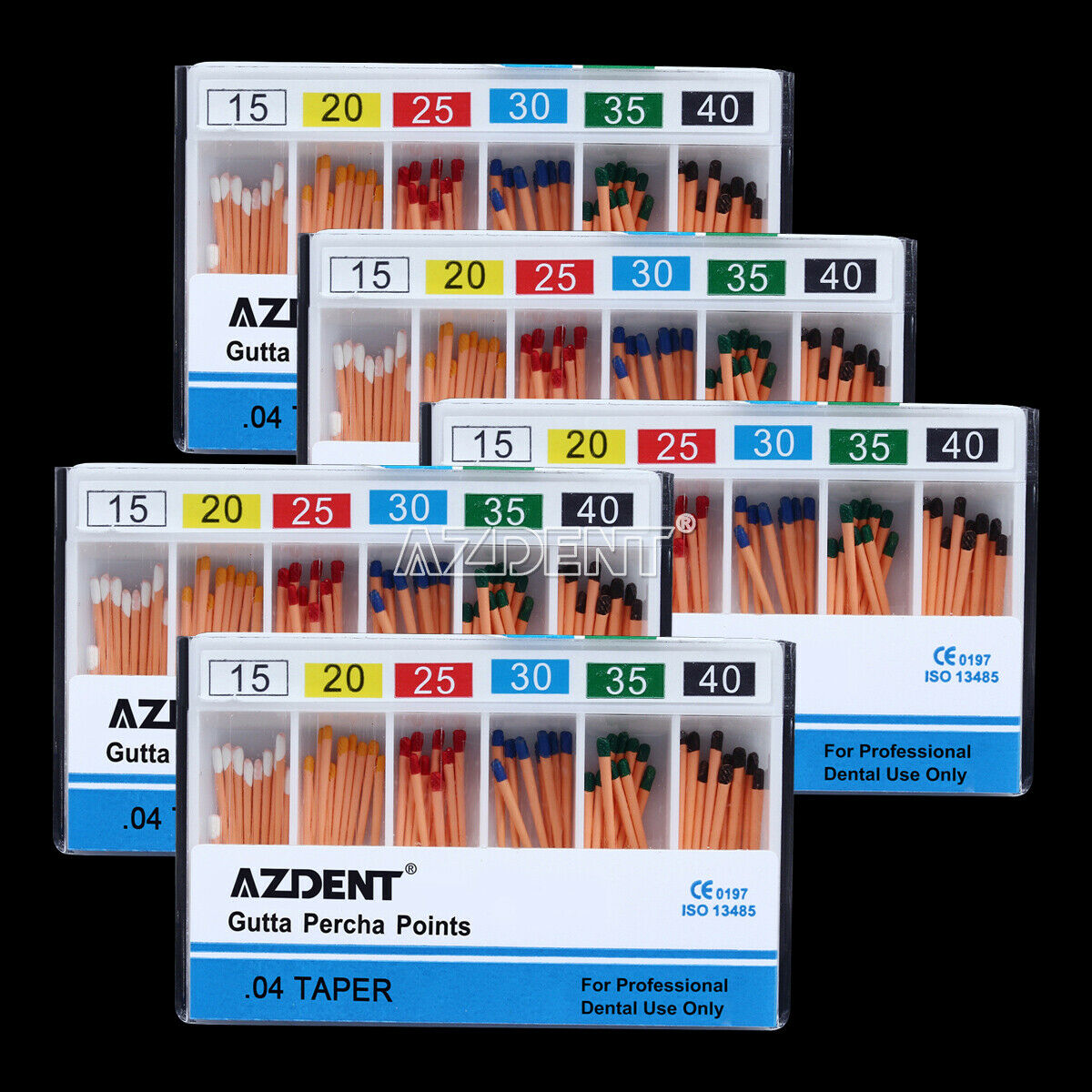 10 Boxes Dental Gutta Percha Points 0.04 Taper Coloring Agent 15-40# AZDENT CA
