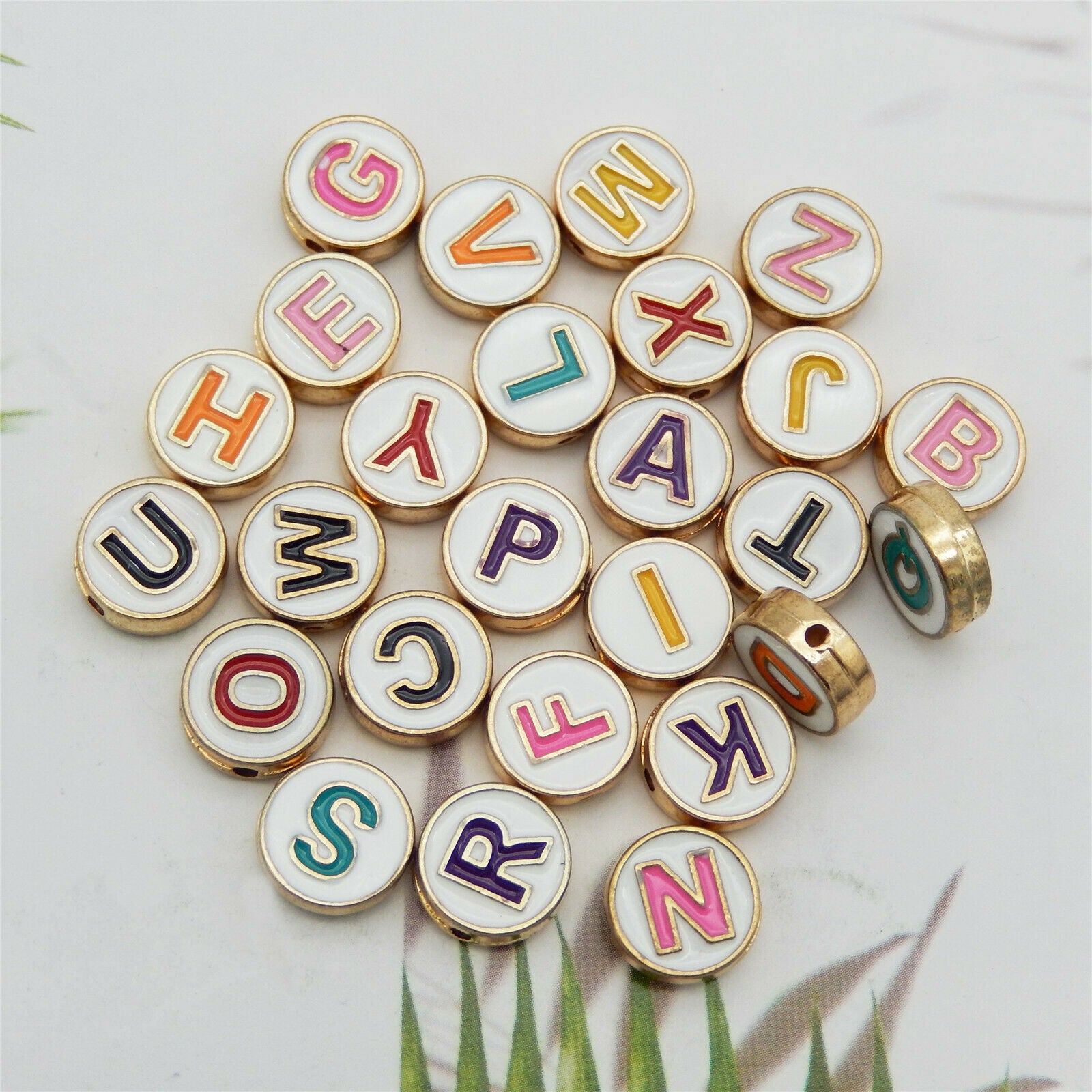 Wholesale Mixed Lot Colorful Enamel 26 Letter Alphabet Loose Beads DIY Findings