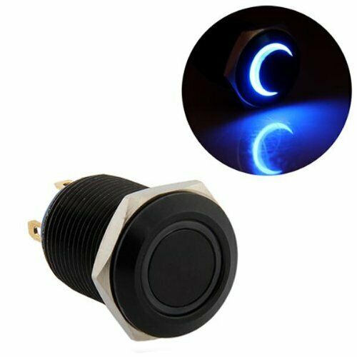 3V Pushbutton Switch Bell Push Bell Blue LED 12 mm Black O2O7
