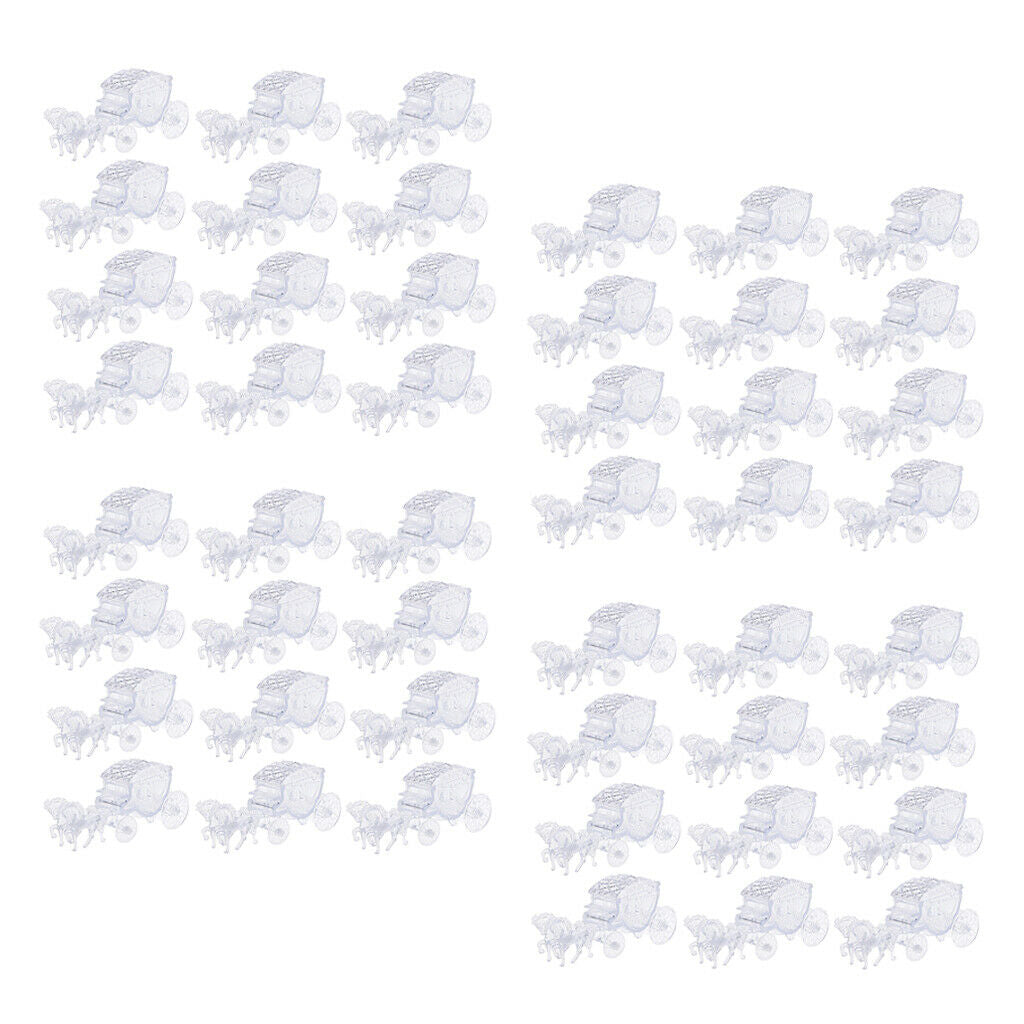 48pcs Clear Crystal Horse Carriage Candy Gift Boxes for Wedding Party Favor