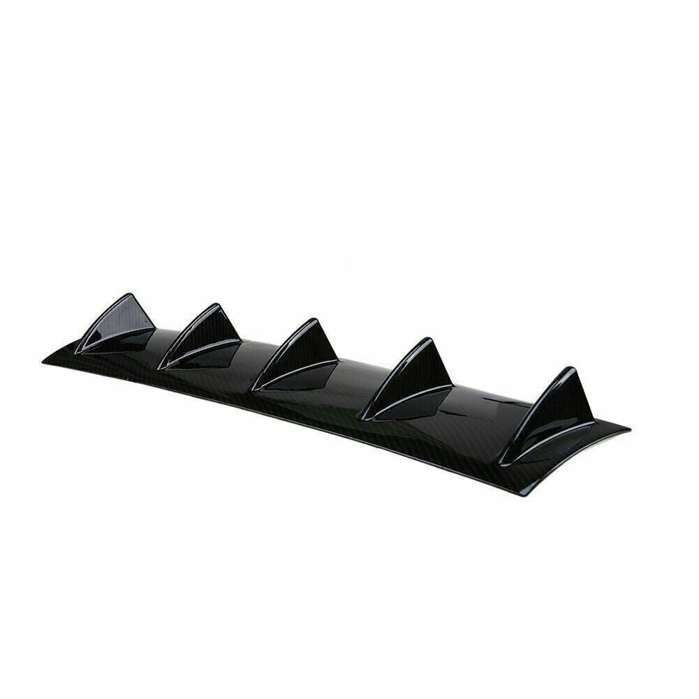 Rear Lower Carbon Fiber Bumper Lip Diffuser Shark Fin Spoiler Universal Fit