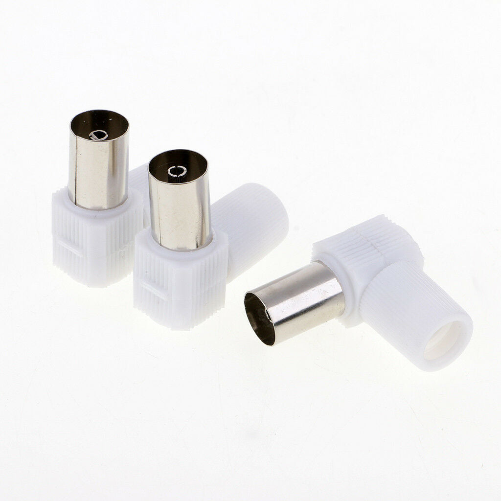 Right Angle 10x RF Female+10x RF Male Plug Coaxial Connector for TV Aerial