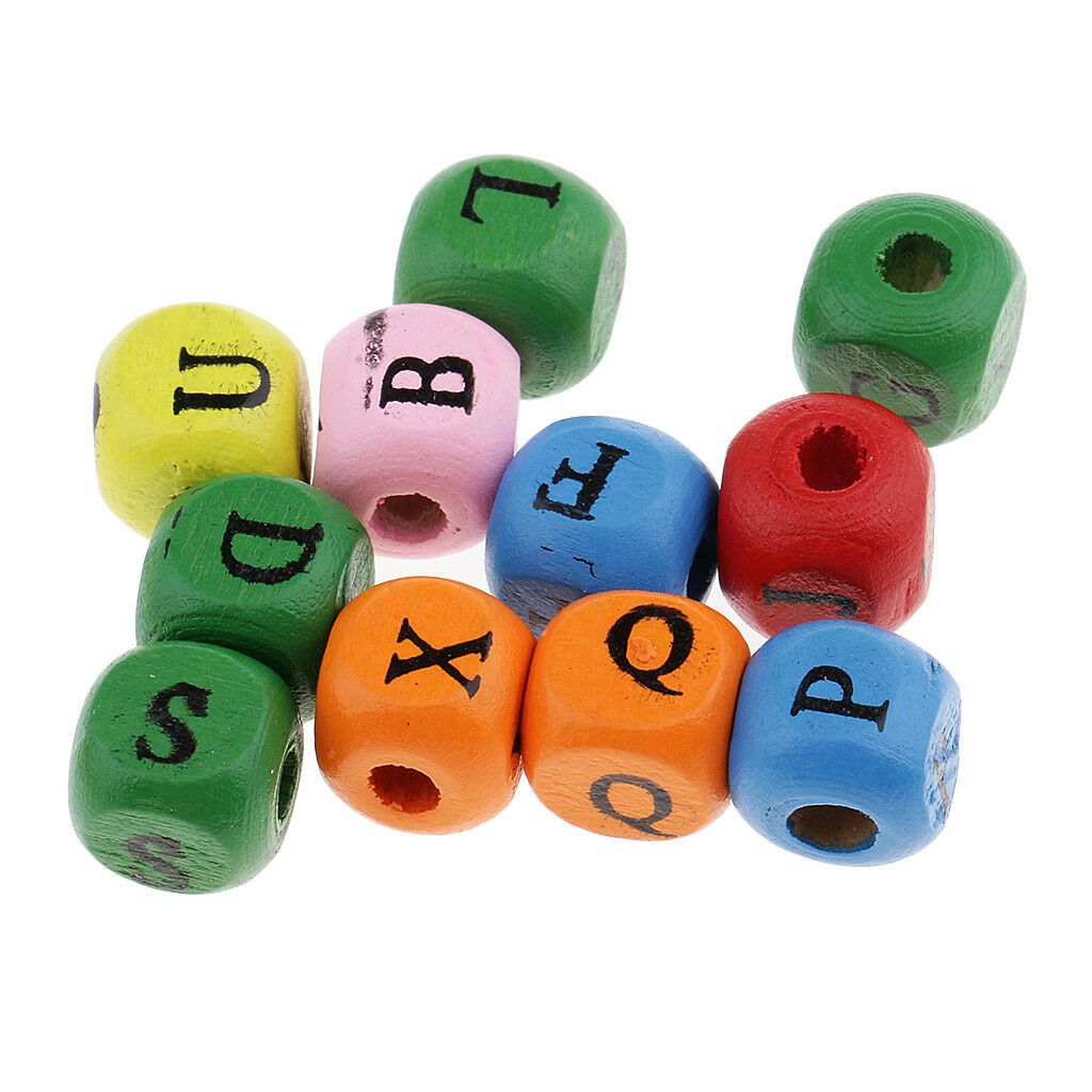 200pcs Mini Wooden Alphabet Letters Cube Beads Charms Jewelry Findings 10mm