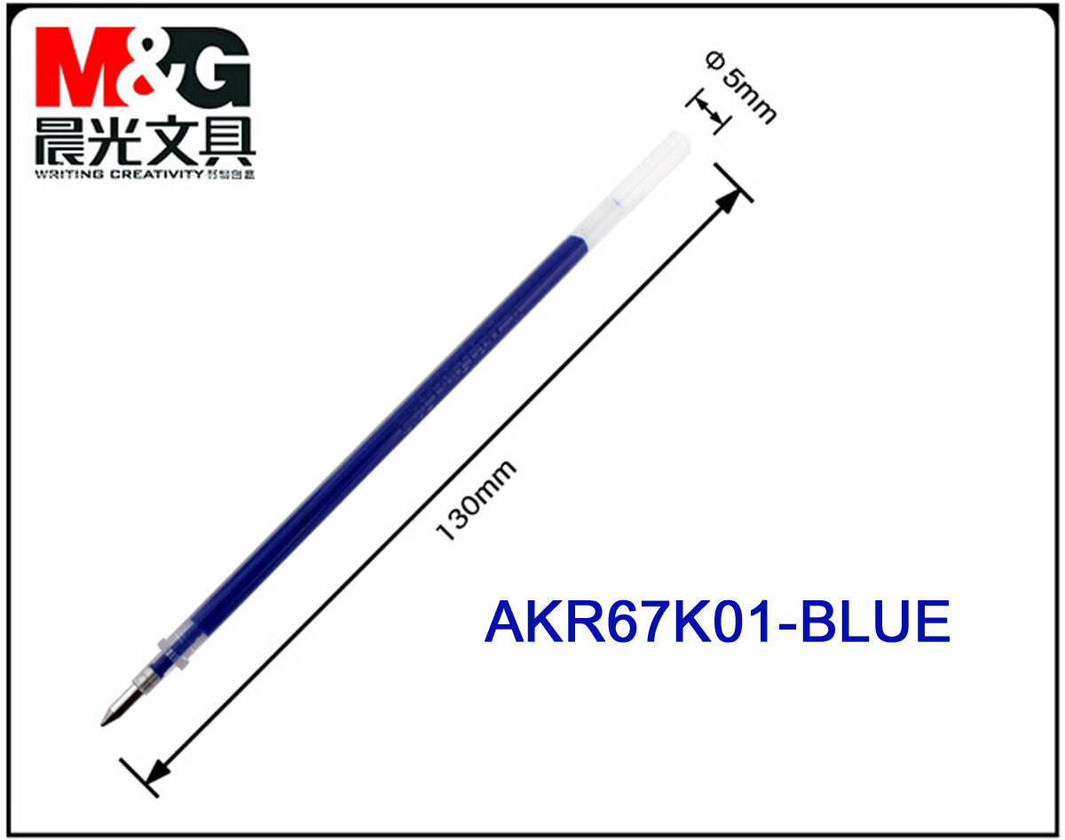 5pcs M&G AKR67K01 0.5mm Erasable Refill Rollerball Point Gel Pens Blue Ink new