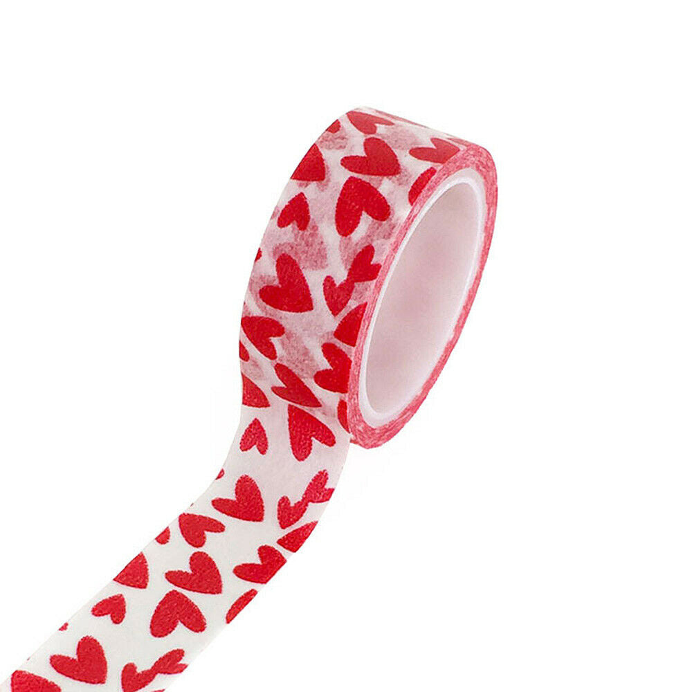 5Pcs Valentine's Day Love Heart Washi Paper Tape Stickers DIY Gift Packing Decor