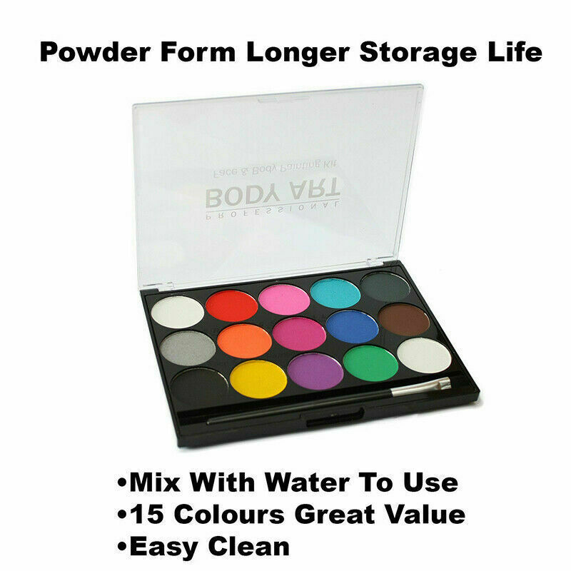 15 Colors Face Body Paint Palette for Halloween Make Up Kit Fancy