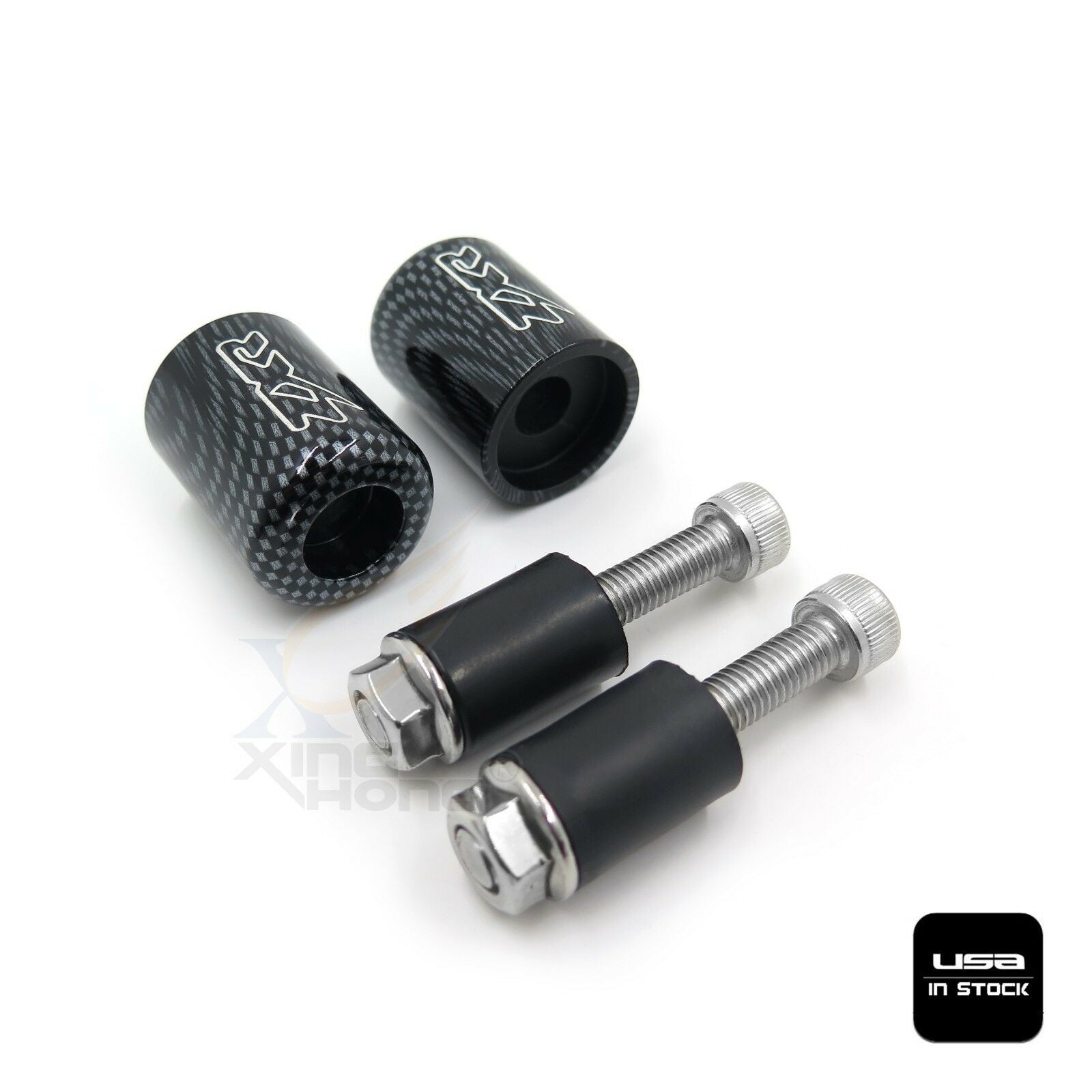 Carbon Bar Ends Rubber "ZXR" For Kawasaki ZX6 88-12 /ZX7 89-95 /ZX9 94-03