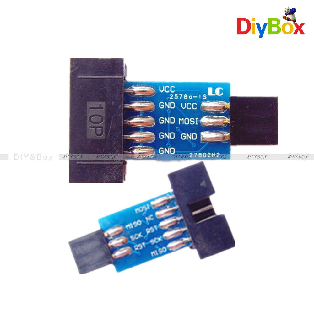 5PCS ATMEL AVRISP STK500 USBASP Adapter Board USB 10 Pin to 6 Pin Adapter - Blue