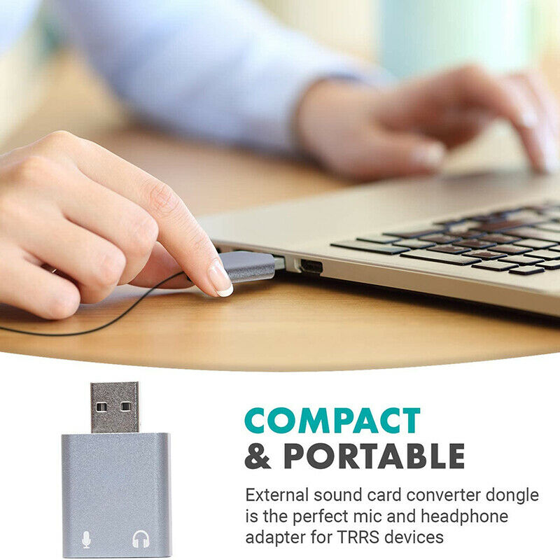 3.5mm TRS Microphone to USB 2.0 Stereo Audio External Sound Card Adapter for PV3