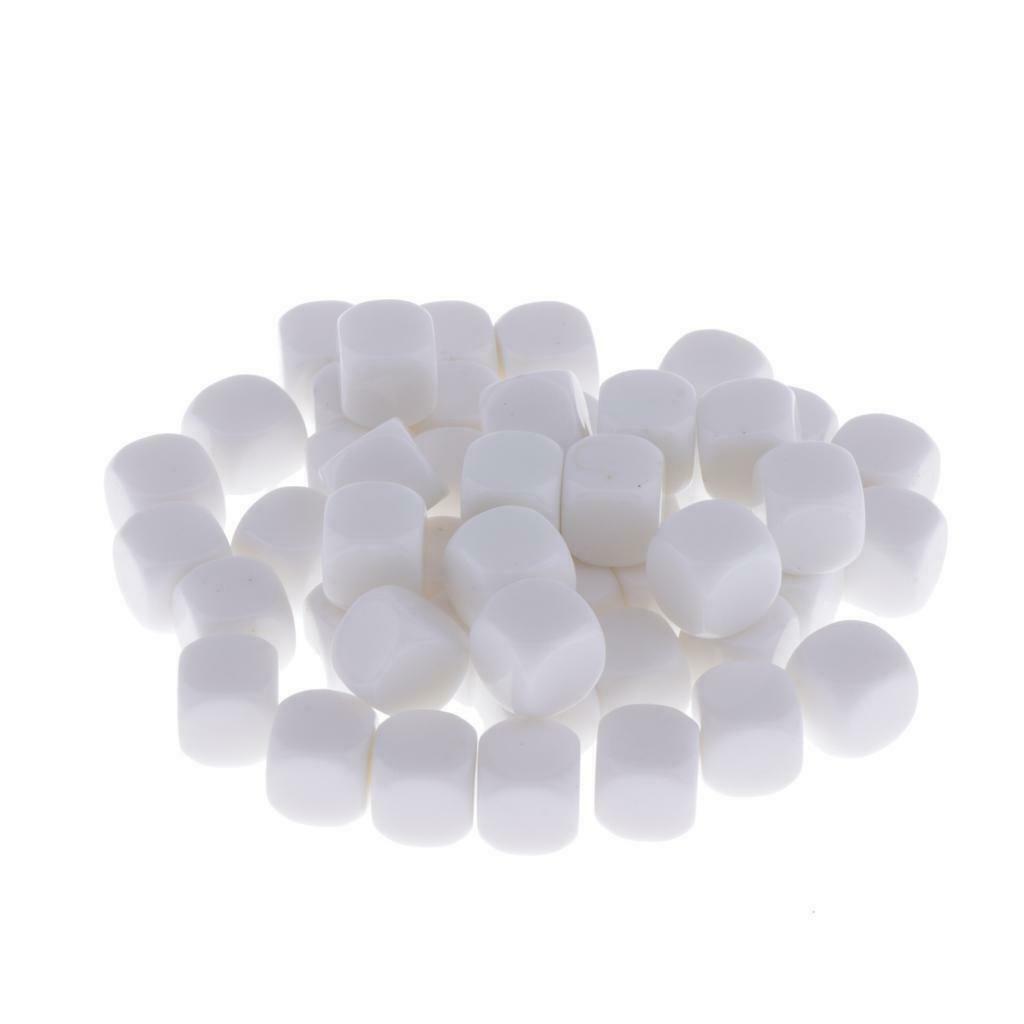 Pack of 50 D6 Six-sided Blank Dice Dice Blank Dice Great Props for Table Games,