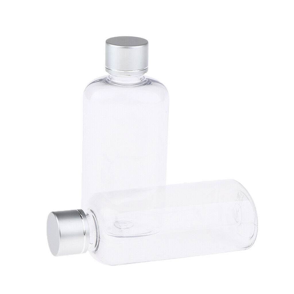 100ml Clear Plastic Empty Bottles with Alumite Screw Caps Set of 2 Lightweight
