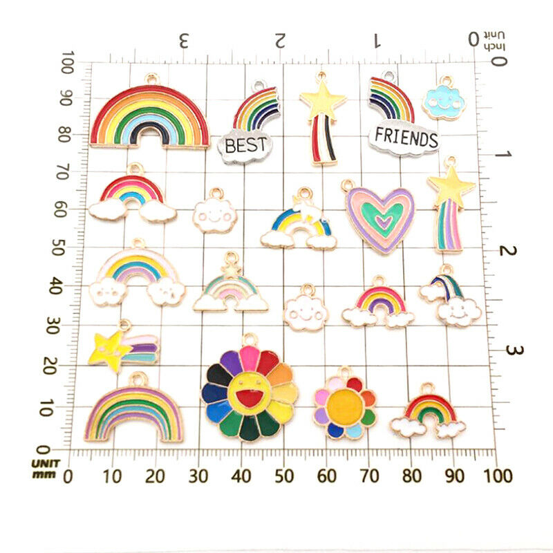 40Pcs/Set Rainbow Clouds Mixed Enamel Charms Pendants DIY Jewelry Making CraBDA