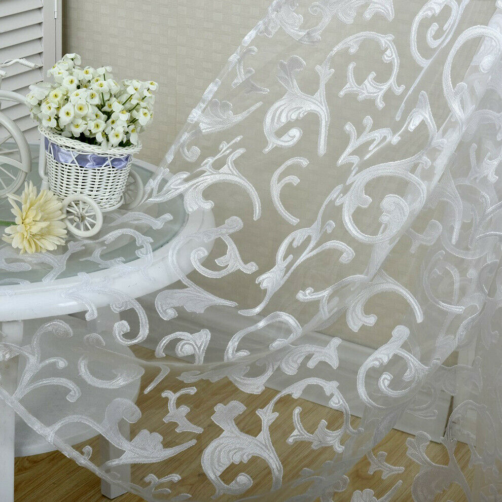 3x Jacquard Blackboard Tulle Curtain Curtains Voile Home Decor White