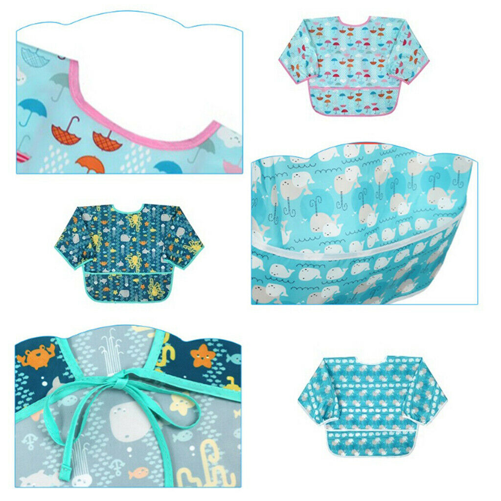 Drooling Teething Waterproof Bib with Sleeve for Baby Toddlers Whale M