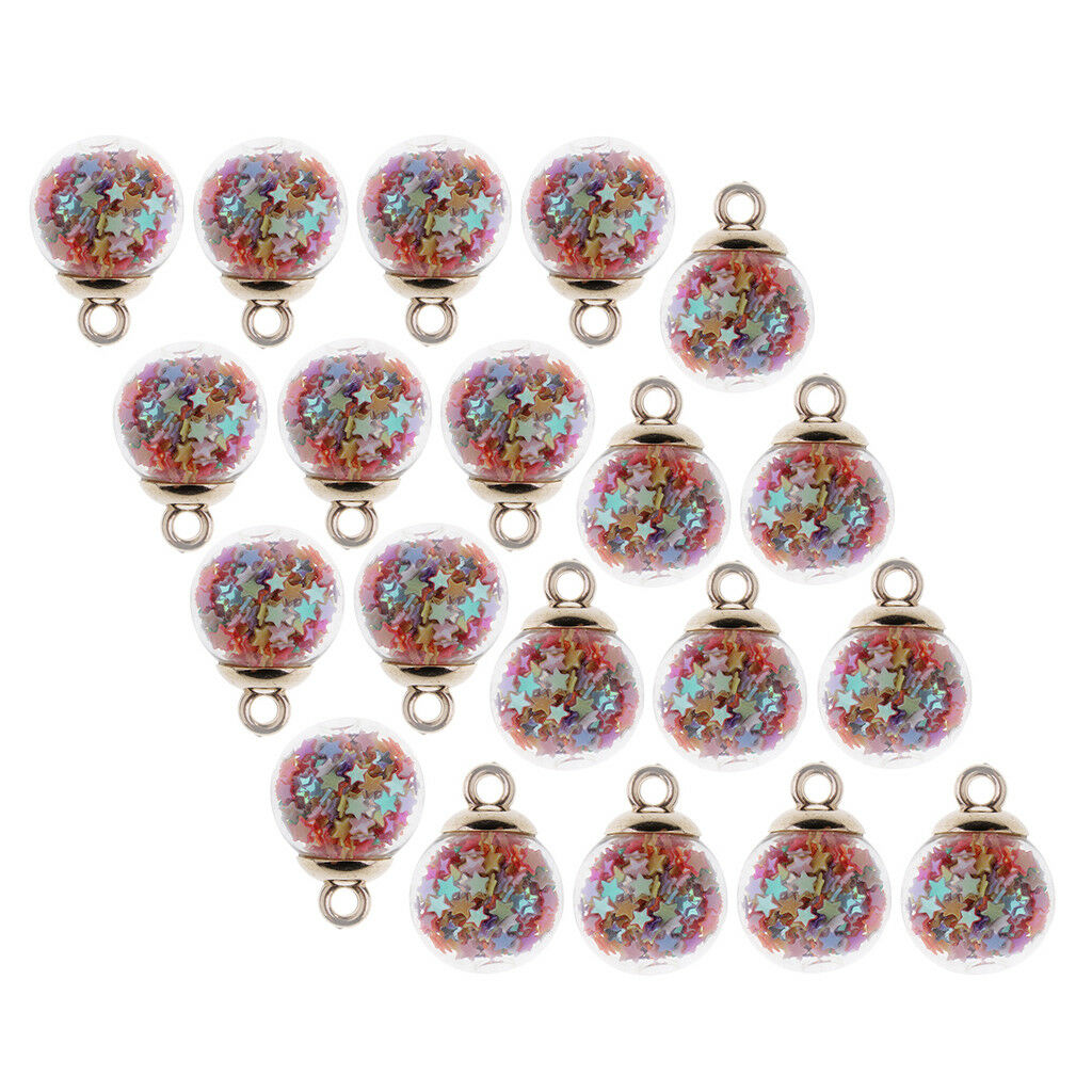 20xLucky Star Glass Wishing Ball Pendant Charms DIY Necklace Earring Jewelry