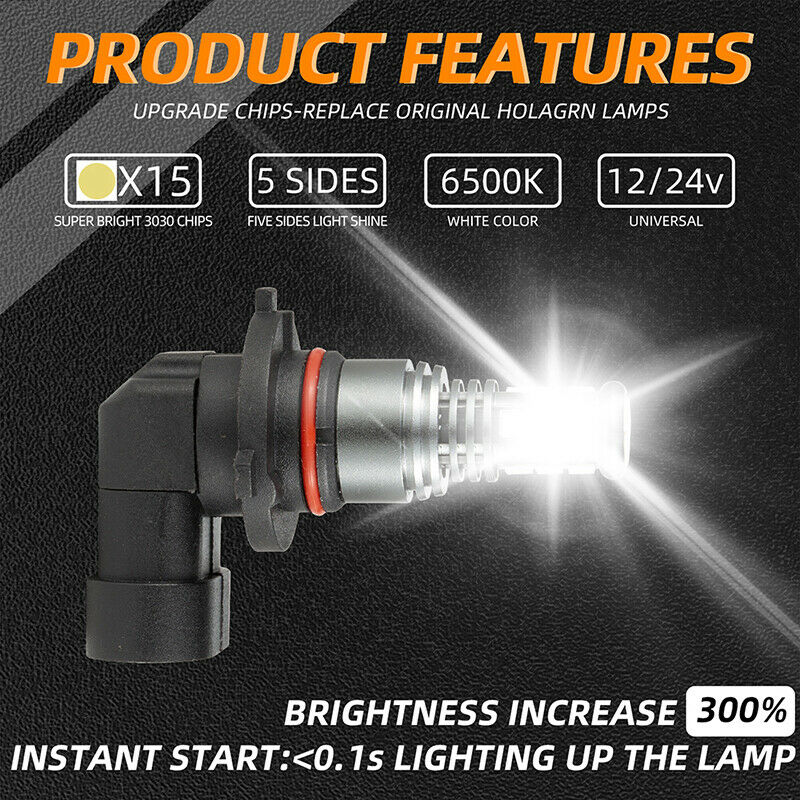 2Pcs 9005/9006/H10 LED Fog Light Headlight Bulbs Kit 28W 6500K Bright White BDA