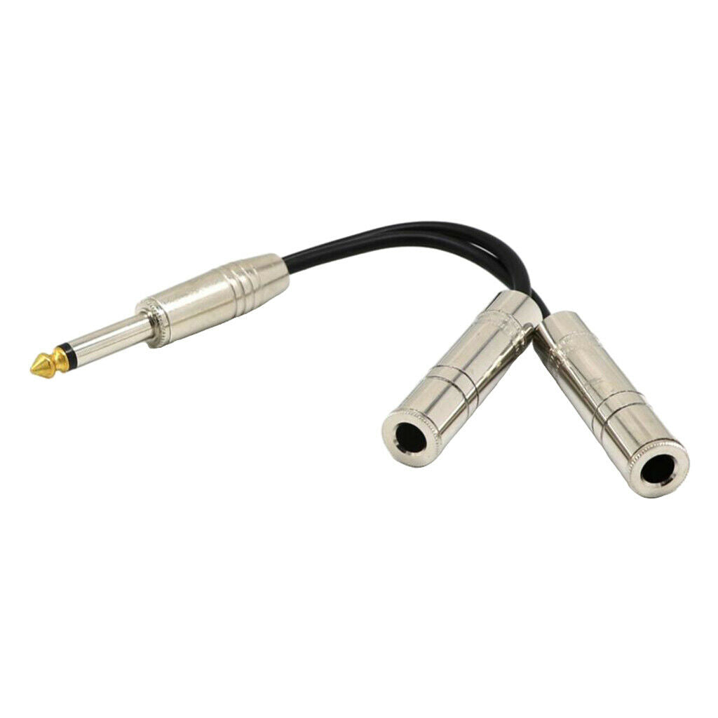 0.2m 6.35mm Jack Plug Male to 2× 6.5mm Mono Female Audio Y Splitter Cable
