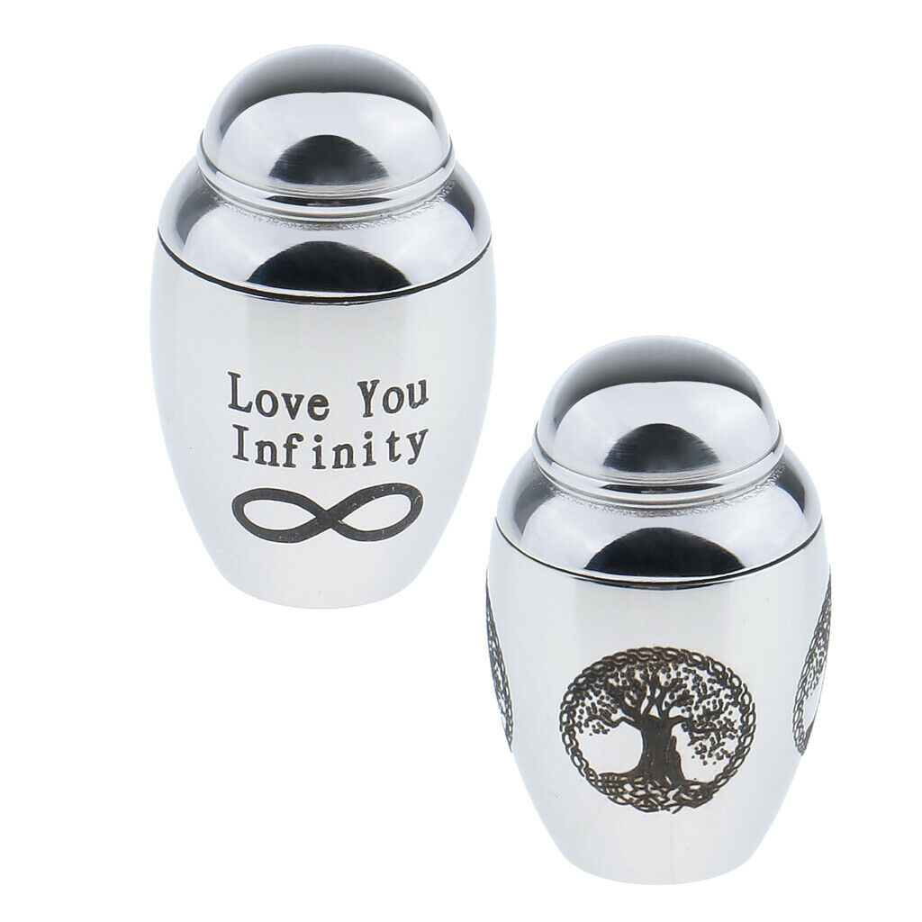 2 Pcs Stainless Steel Cremation Ashes Urn Holder Memorial Pet Keepsake