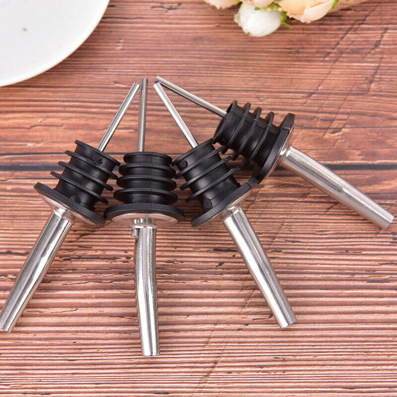 4x Liquor Spirit Pourer Free Flow Wine Bottle Pour Spout-Stopper Stainles.l8
