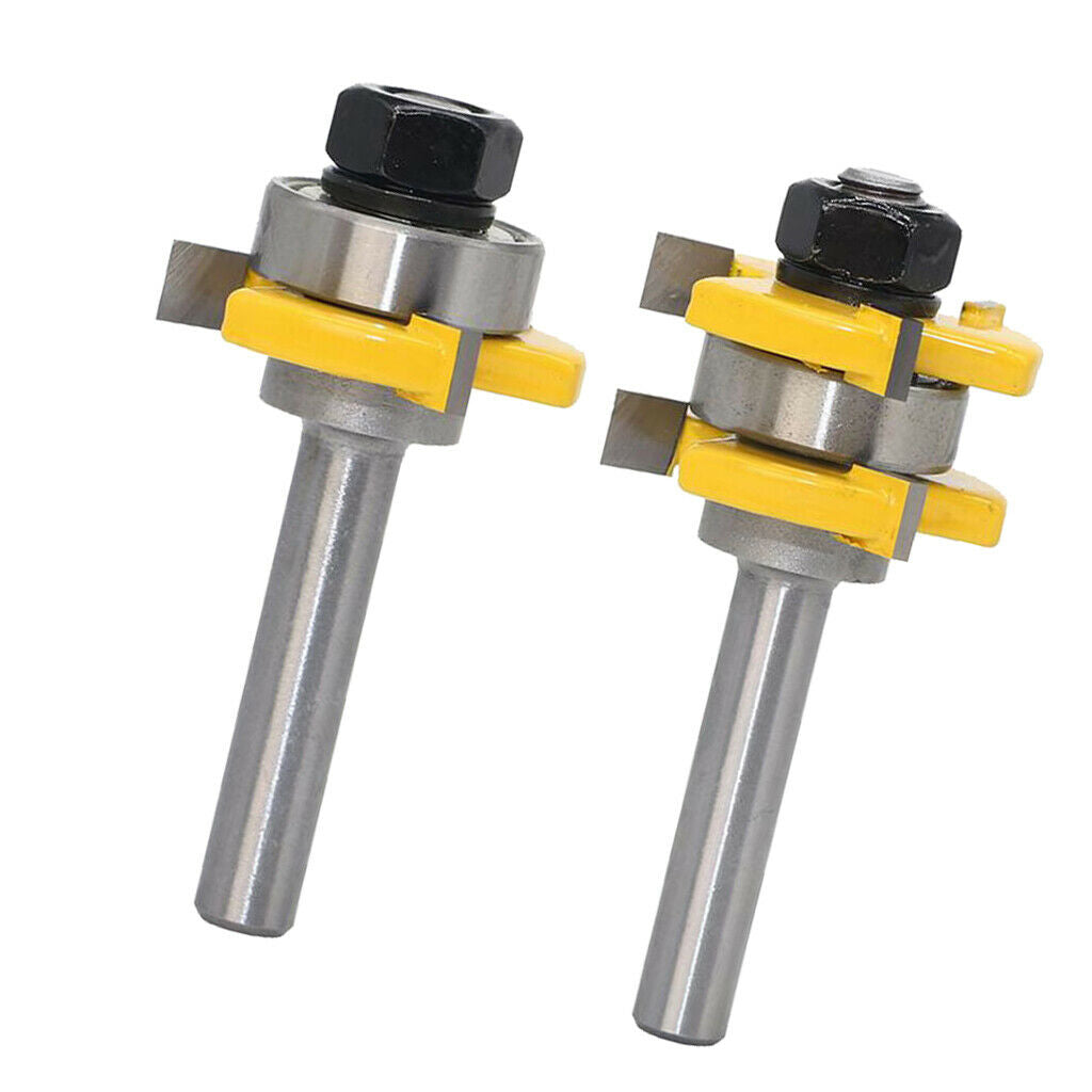 2pc 1/4" Tooth 3 Wing Tongue and Groove Router Bit 3/4" Stock 5/16" Shank